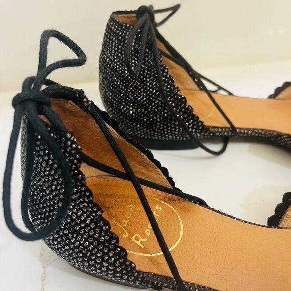 Jack Rogers Black Flats with Elegant Ankle Wrap - Picture 6 of 12